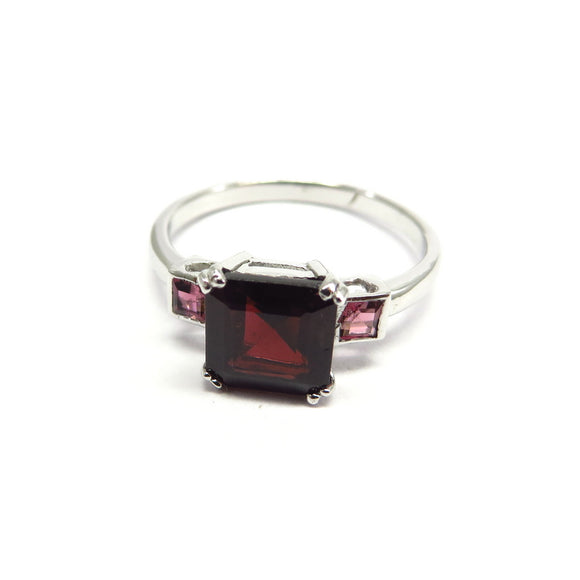 AN9.76 Square Garnet Ring Sterling Silver