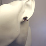 AN9.88 Square Smoky Quartz Earrings Sterling Silver