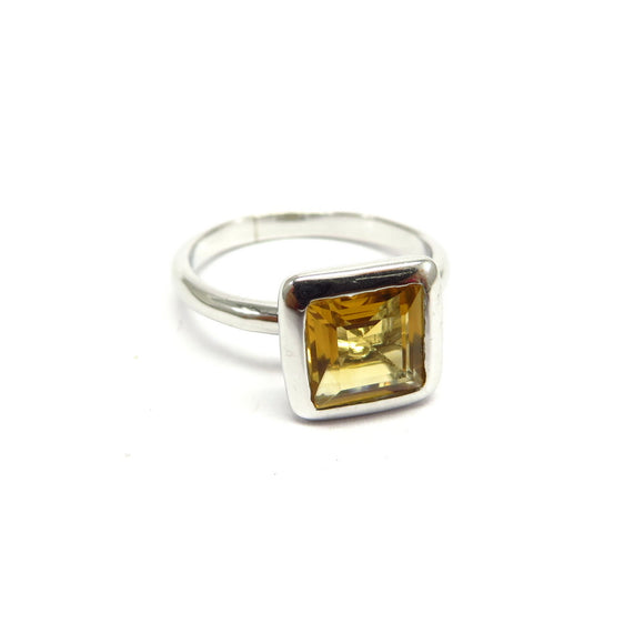AN9.98 Square Citrine Ring Sterling Silver