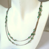 CA1.11 Emerald Gemstone Chain Necklace Sterling Silver