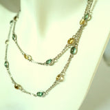 CA1.13 Citrine Synthetic Green Sapphire Gemstone Necklace Sterling Silver