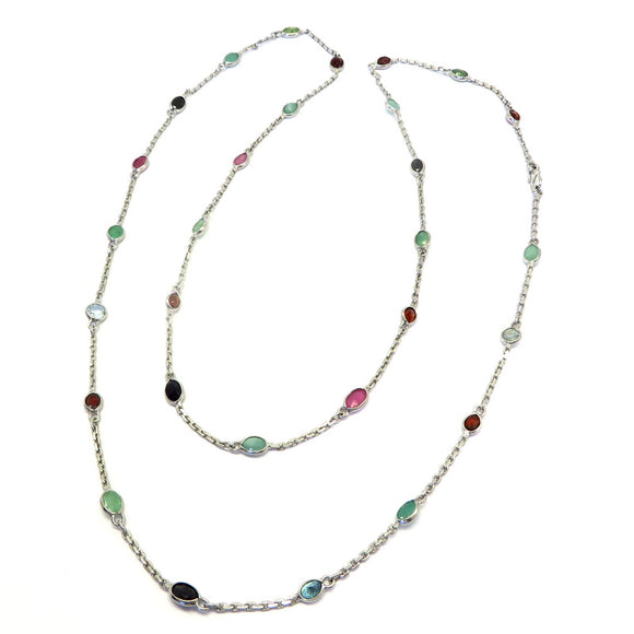 CA1.16 Ruby Emerald Sapphire Necklace Sterling Silver