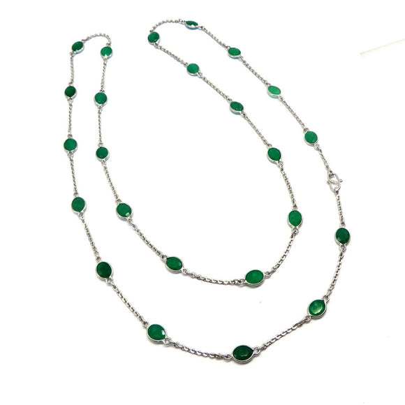 CA1.1 Green Agate Necklace Sterling Silver