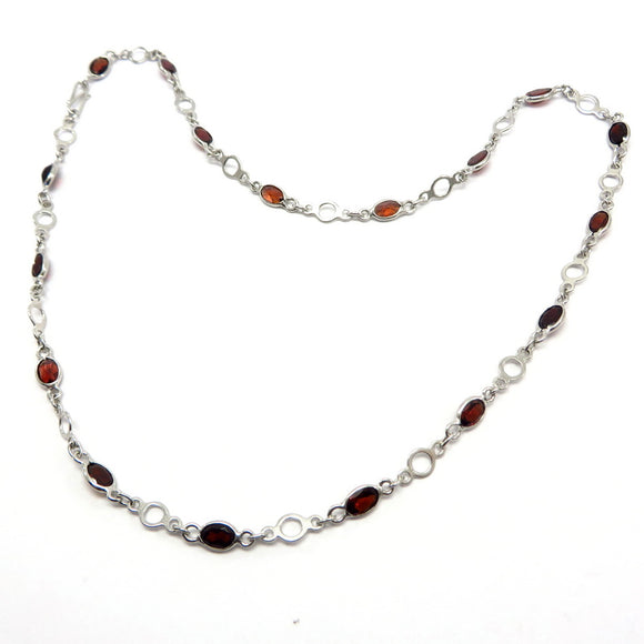CA1.21 Garnet Chain Necklace Sterling Silver