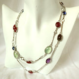 CA1.25 Ruby Sapphire Prehnite Tanzanite Chain Necklace Sterling Silver