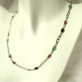 CA1.35 Ruby Emerald Blue Sapphire Chain Necklace Sterling Silver
