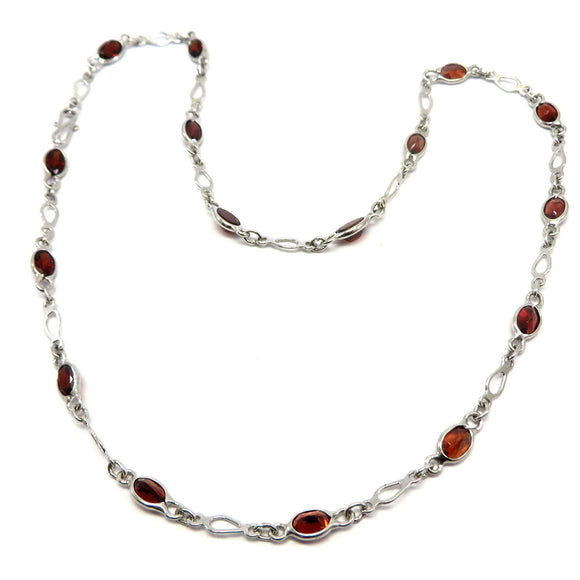 CA1.36 Garnet Chain Necklace Sterling Silver