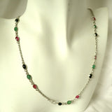 CA1.7 Ruby Emerald Blue Sapphire Necklace Sterling Silver