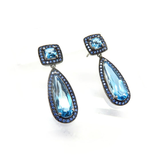 FP1.3 London Blue Topaz and Blue Cubic Zirconia Earrings Sterling Silver