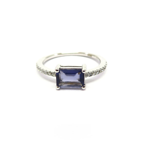 HG32.25 Iolite Cubic Zirconia Ring Sterling Silver