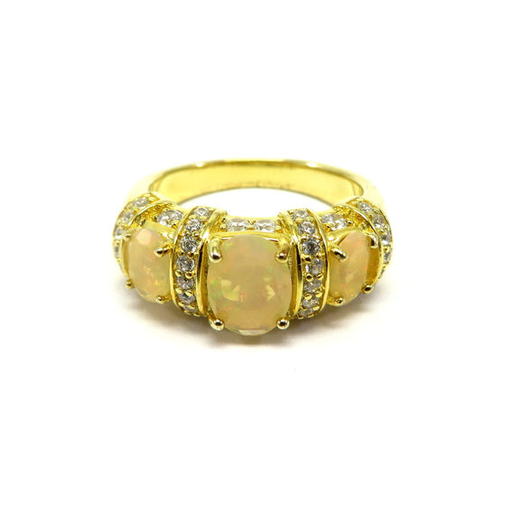 HG32.32 Opal Cubic Zirconia Ring Gold Plated Sterling Silver