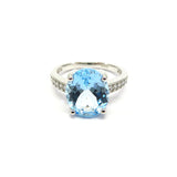 HG32.38 Oval Blue Topaz Cubic Zirconia Ring Sterling Silver