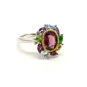 HG32.48 Multi-Color Tourmaline Ring Sterling Silver