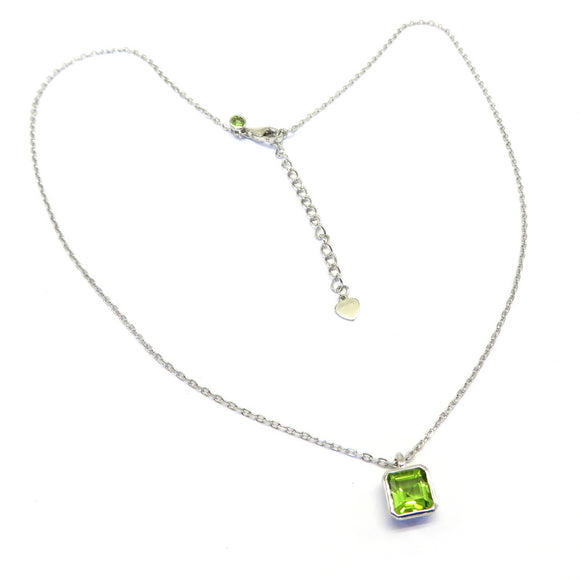 HG32.54 Square Peridot Necklace Sterling Silver