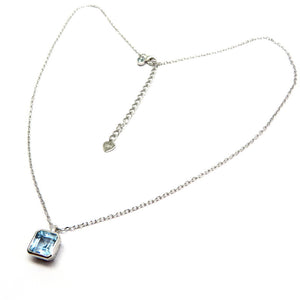 HG32.56 Square Blue Topaz Necklace Sterling Silver