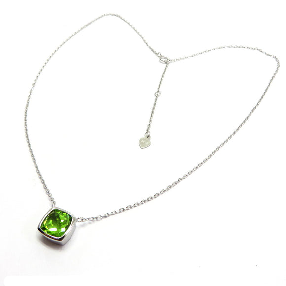 HG32.58 Square Peridot Necklace Sterling Silver
