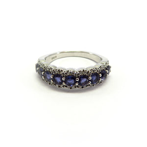 HG32.72 Iolite Cubic Zirconia Band Ring Sterling Silver