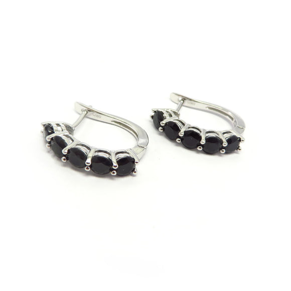HG32.78 Black Spinel Earrings Sterling Silver