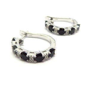 HG32.91 Black Spinel Cubic Zirconia Earrings Sterling Silver