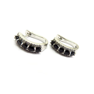 HG32.93 Black Spinel Cubic Zirconia Earrings Sterling Silver