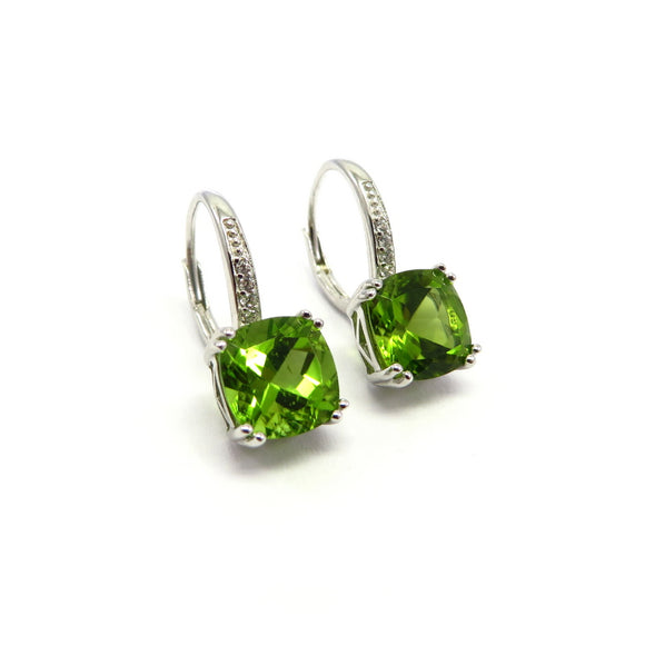 HG32.99 Square Peridot Cubic Zirconia Earrings Sterling Silver