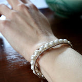 MT2.1 Glass Pearl Leather Wrap Bracelet