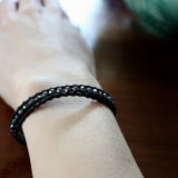 MT2.20 Hematite Leather Wrap Bracelet