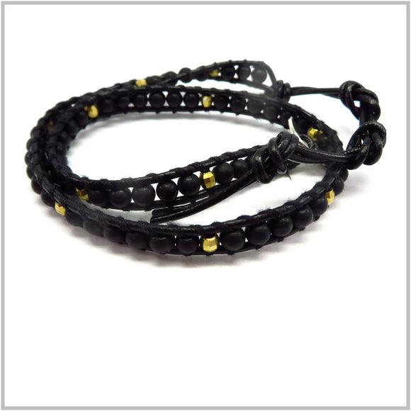 MT2.23 Black Onyx Wraparound Bracelet Leather