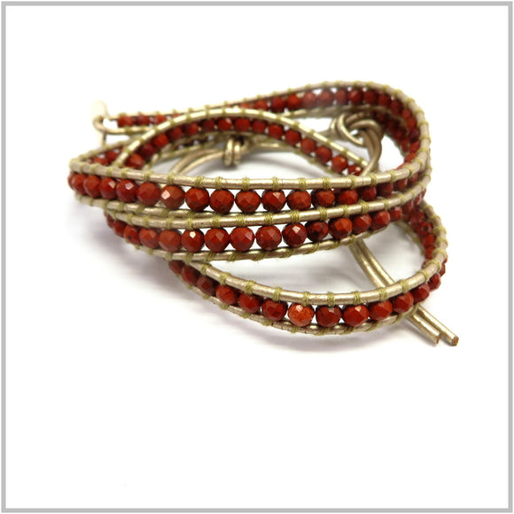 MT2.31 Red Jasper Wraparound Bracelet Leather