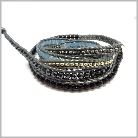 MT2.36 Gemstone Wraparound Bracelet Leather
