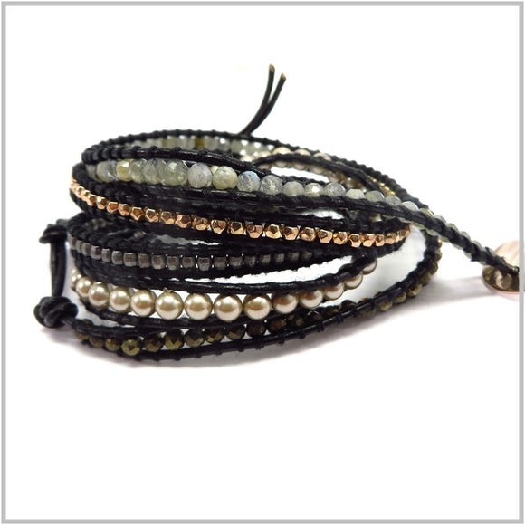 MT2.38 Gemstone Wraparound Bracelet Leather