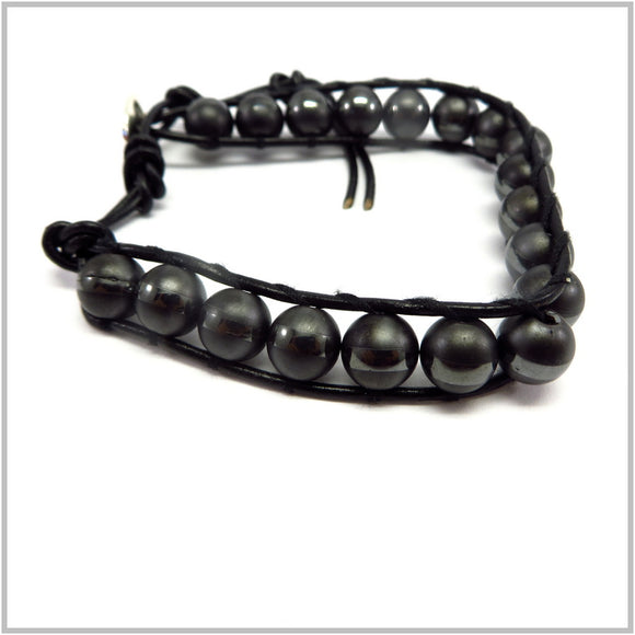 MT2.5 Hematite Leather Bracelet