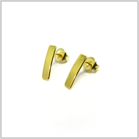 PS13.101 Vertical Bar Gold Plated Sterling Silver Stud Earrings