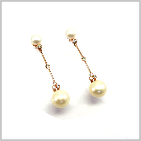 PS13.105 Freshwater Pearl Rose Gold Plated Sterling Silver Earrings