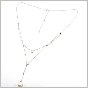 PS13.109 Freshwater Pearl Double String Sterling Silver Necklace