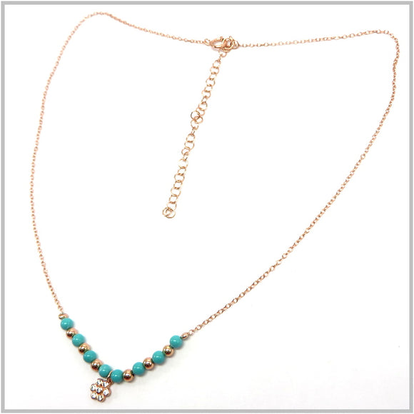 PS13.114 Turquoise Rose Gold Sterling Silver Necklace