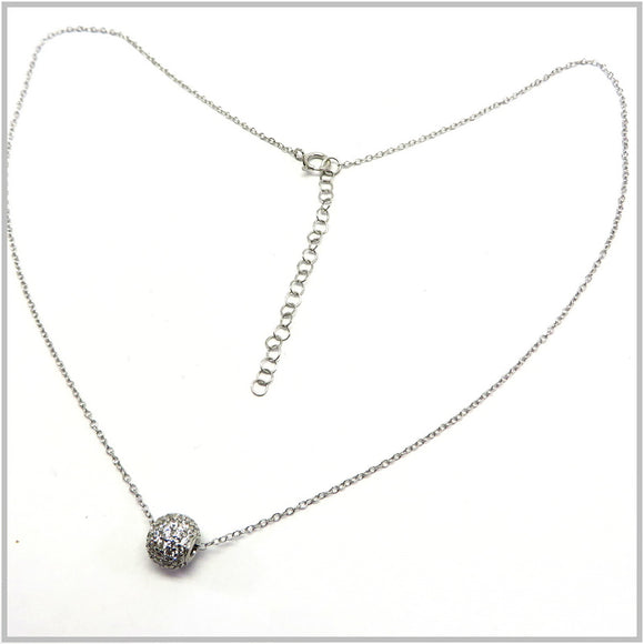 PS13.118 Cubic Zirconia Ball Sterling Silver Necklace