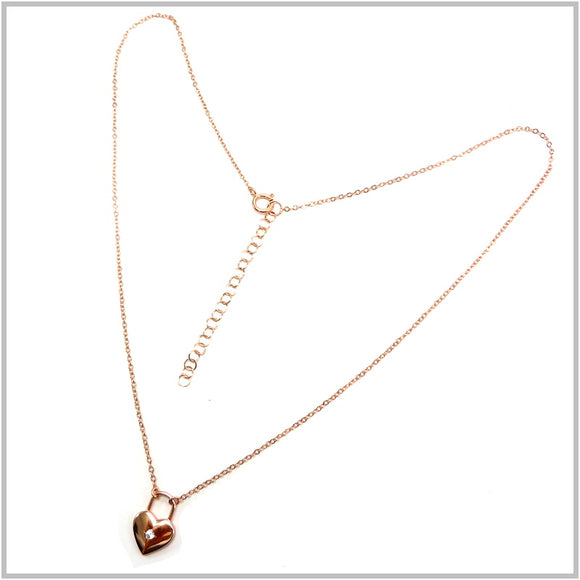 PS13.126 Heart Rose Gold Plated Sterling Silver Necklace