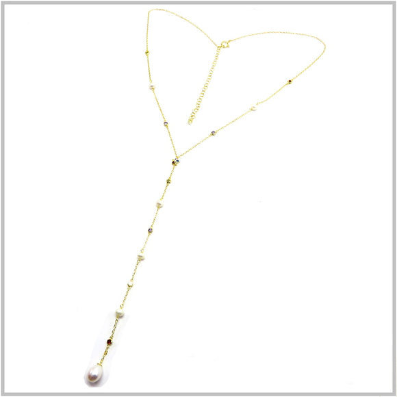 PS13.128 Freshwater Pearl Gold Plated Sterling Silver Necklace