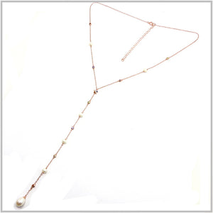 PS13.129 Freshwater Pearl Rose Gold Plated Sterling Silver Necklace