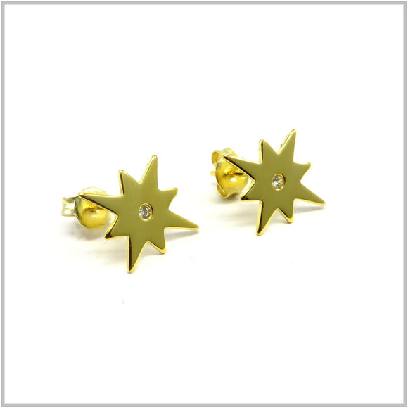 PS13.140 Starburst Gold Plated Sterling Silver Earrings