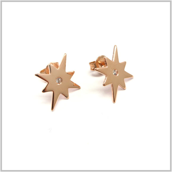 PS13.141 Starburst Rose Gold Plated Sterling Silver Earrings