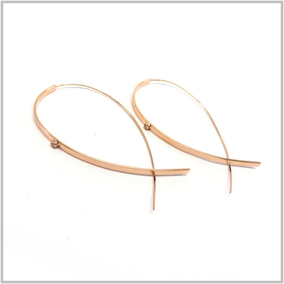 PS13.144 Pull Through Rose Gold Sterling Silver Earrings