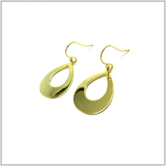 PS13.146 Teardrop Gold Plated Sterling Silver Hook Earrings