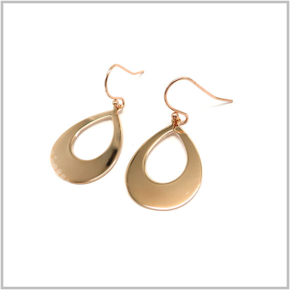 PS13.147 Teardrop Rose Gold Sterling Silver Hook Earrings