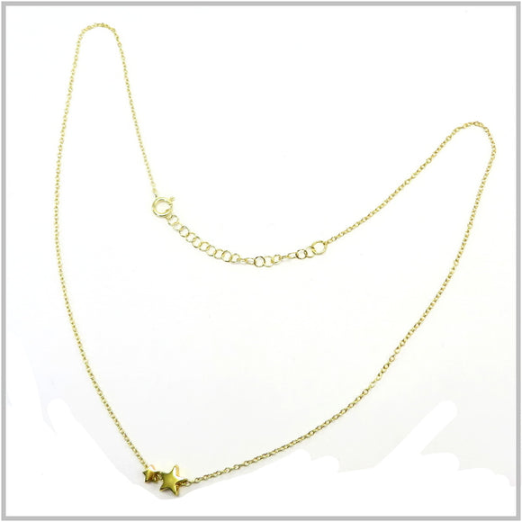 PS13.23 Two Stars Gold Plated Sterling Silver Necklace