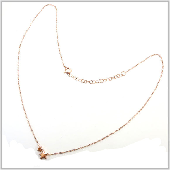 PS13.24 Two Stars Rose Gold Plated Sterling Silver Necklace