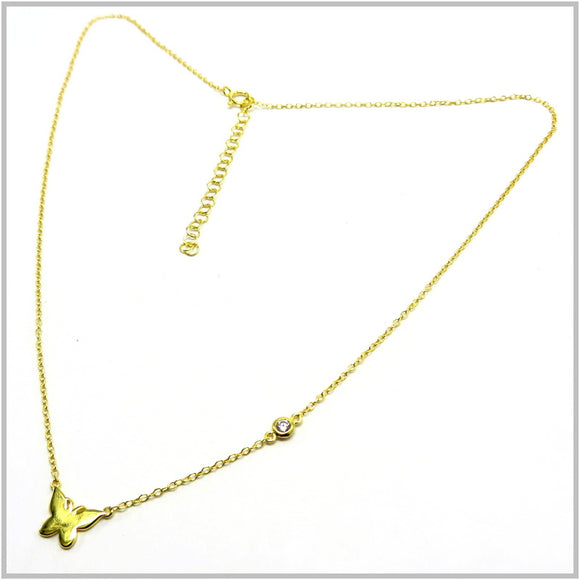 PS13.35 Butterfly Gold Plated Sterling Silver Necklace