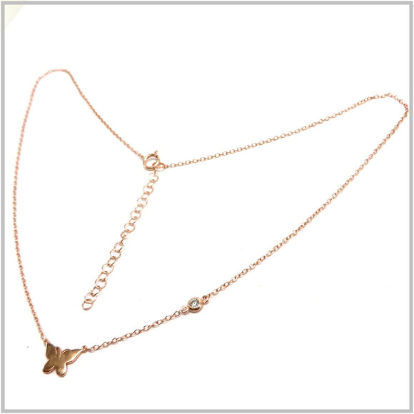 PS13.36 Butterfly Rose Gold Plated Sterling Silver Necklace