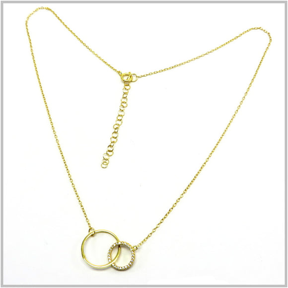 PS13.38 Double Circle Gold Plated Sterling Silver Necklace
